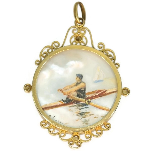 Gold pendant with painted miniature on either side
